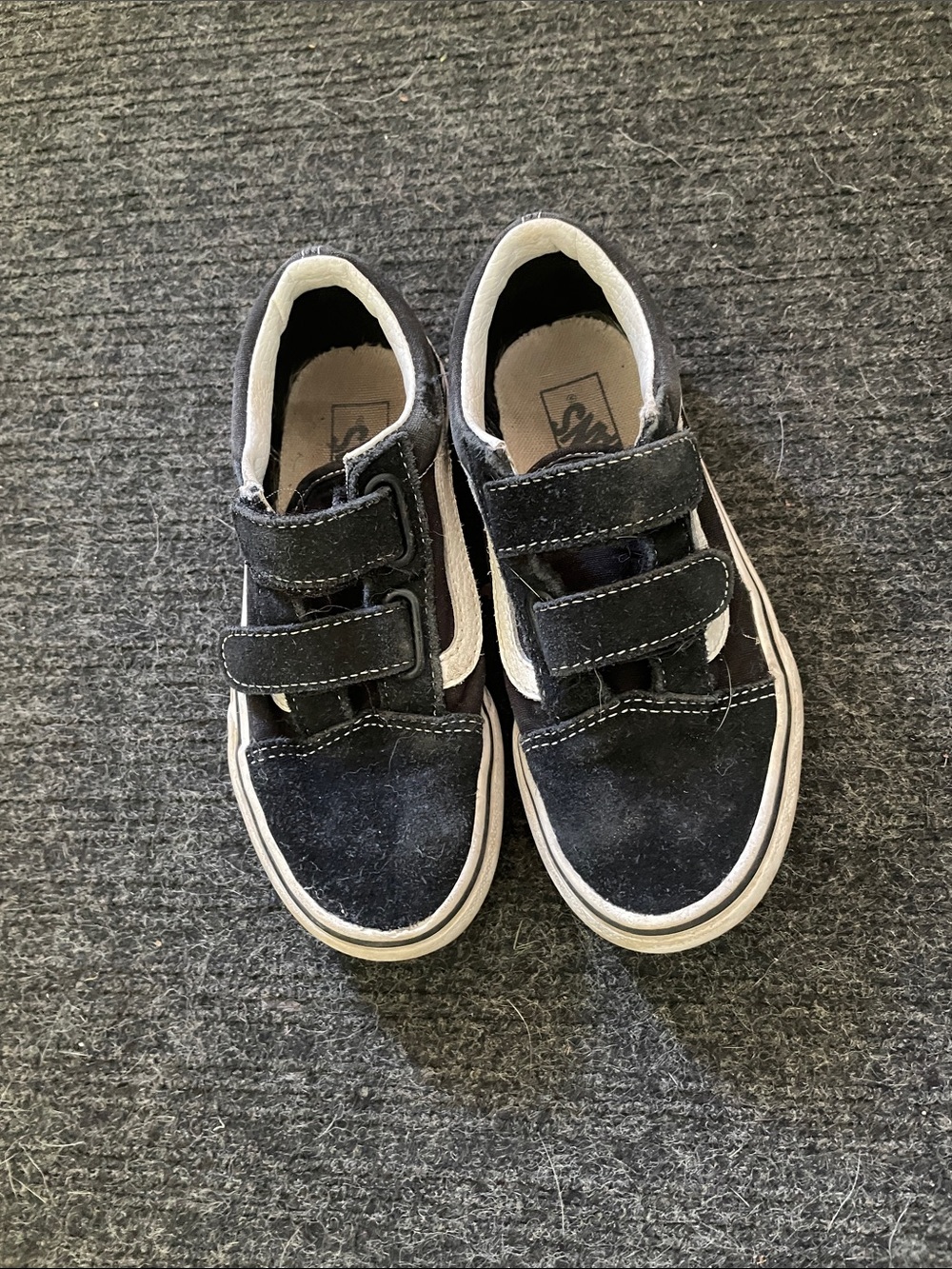 Vans Kids Black and White Velcro Skate Sneakers